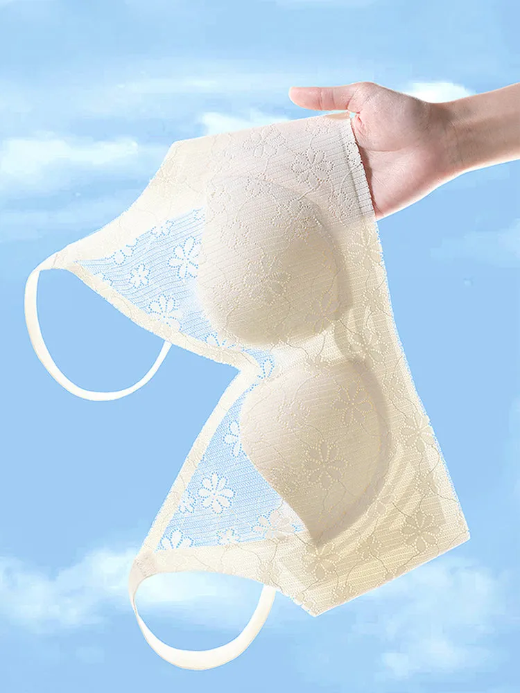 Summer Elegant Lace Floral Breathable Wireless Bra