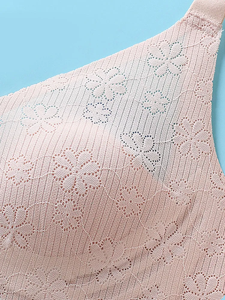 Summer Elegant Lace Floral Breathable Wireless Bra