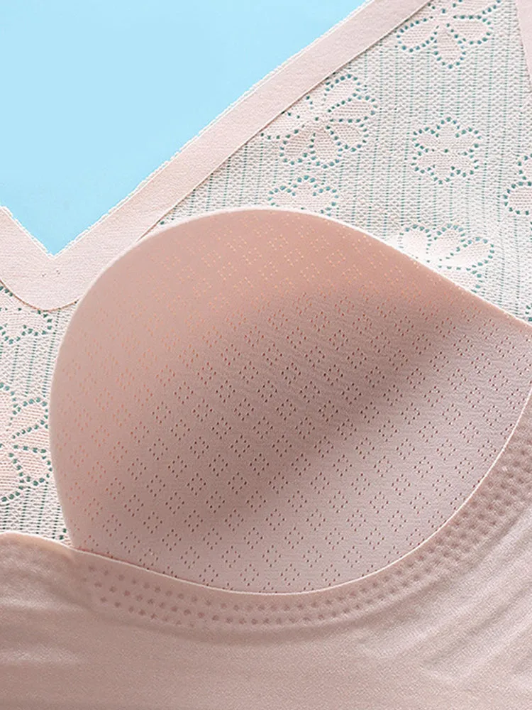 Summer Elegant Lace Floral Breathable Wireless Bra