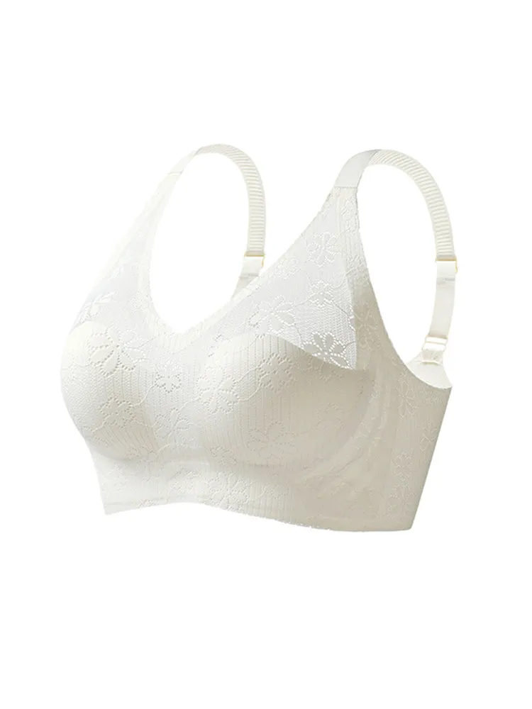 Summer Elegant Lace Floral Breathable Wireless Bra