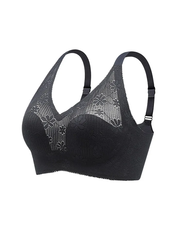 Summer Elegant Lace Floral Breathable Wireless Bra
