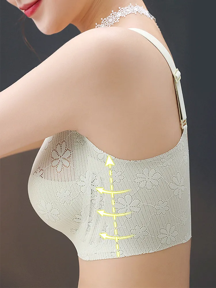 Summer Elegant Lace Floral Breathable Wireless Bra
