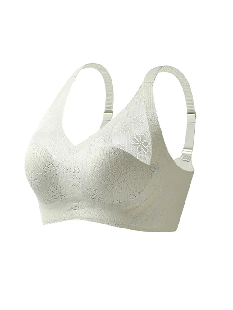 Summer Elegant Lace Floral Breathable Wireless Bra