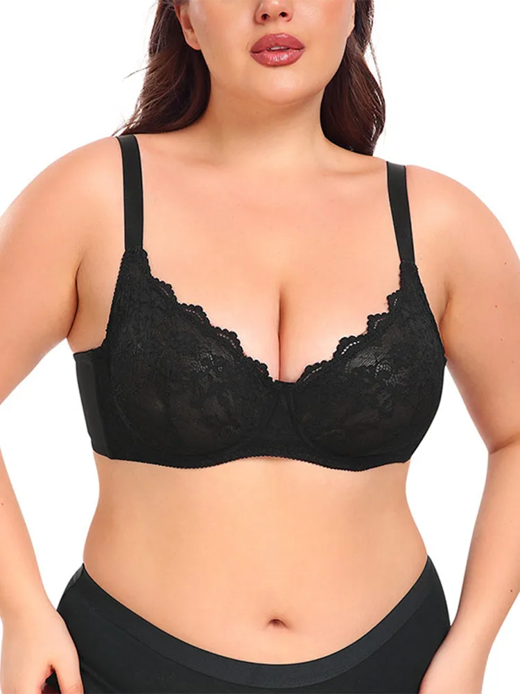 Ultra-Thin Breathable Mesh Lace Underwire Bra