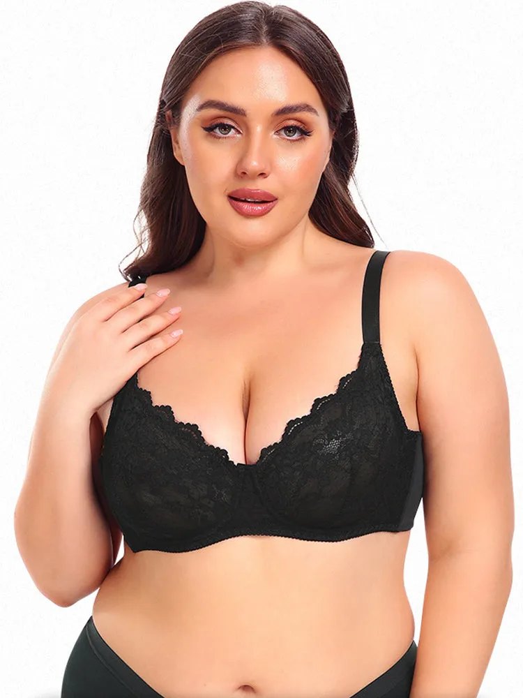 Ultra-Thin Breathable Mesh Lace Underwire Bra