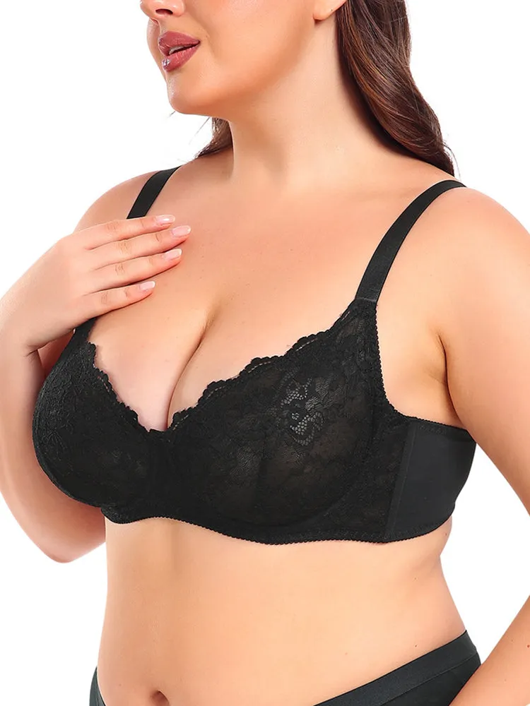 Ultra-Thin Breathable Mesh Lace Underwire Bra