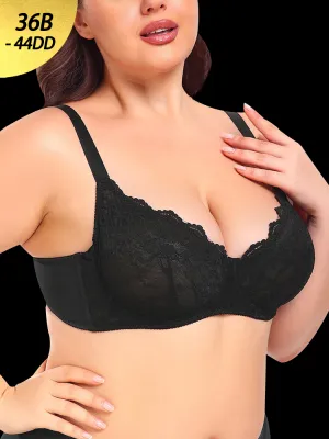 Ultra-Thin Breathable Mesh Lace Underwire Bra