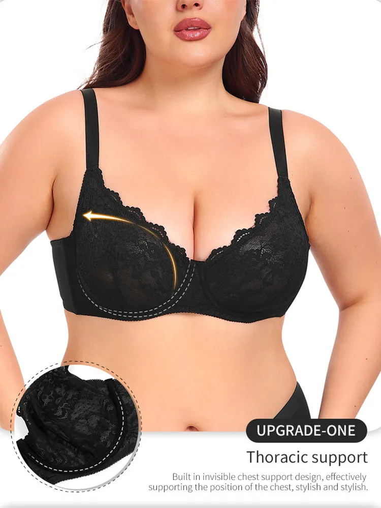 Ultra-Thin Breathable Mesh Lace Underwire Bra