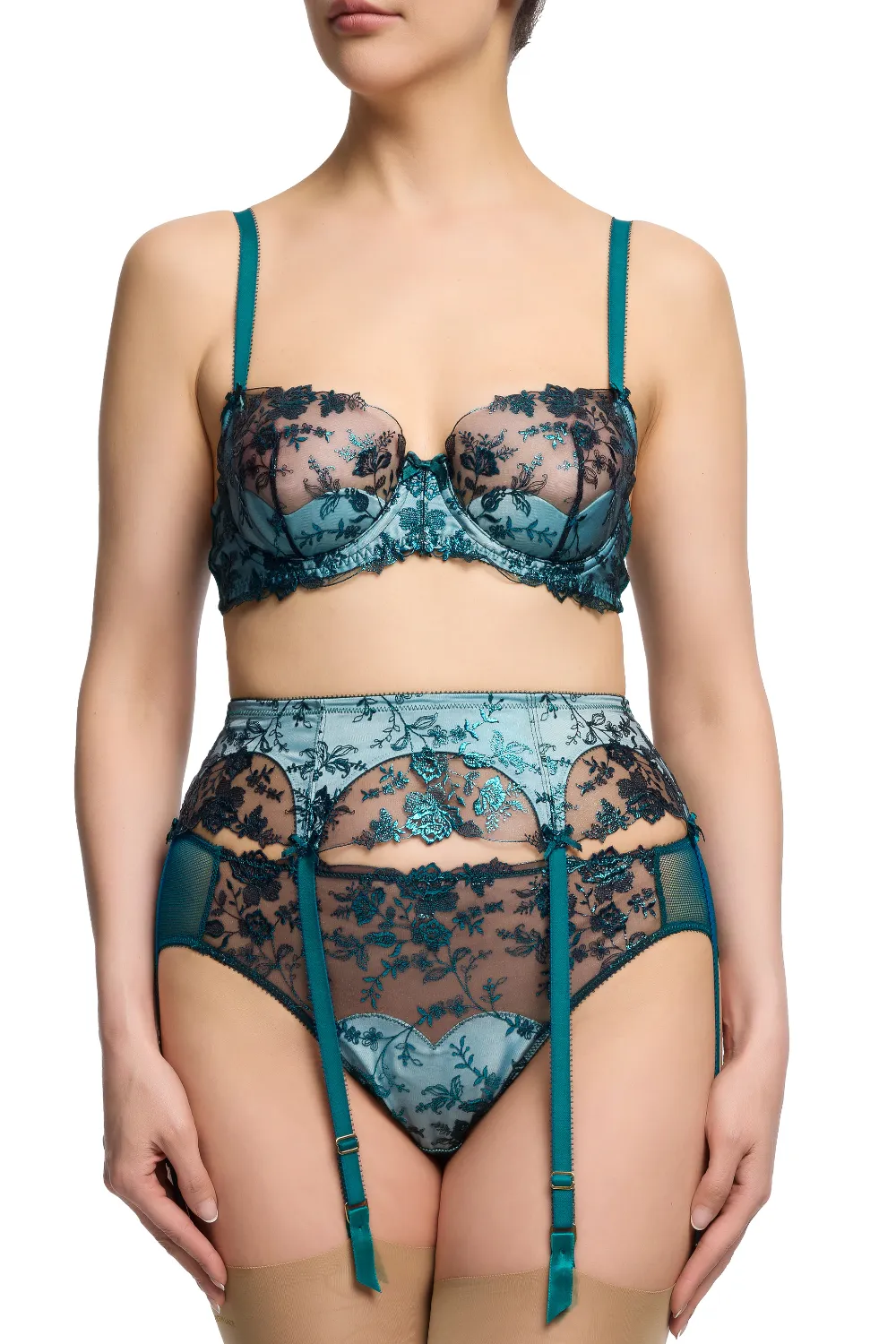 Victresse Foil Balconette Bra in Kingfisher Blue