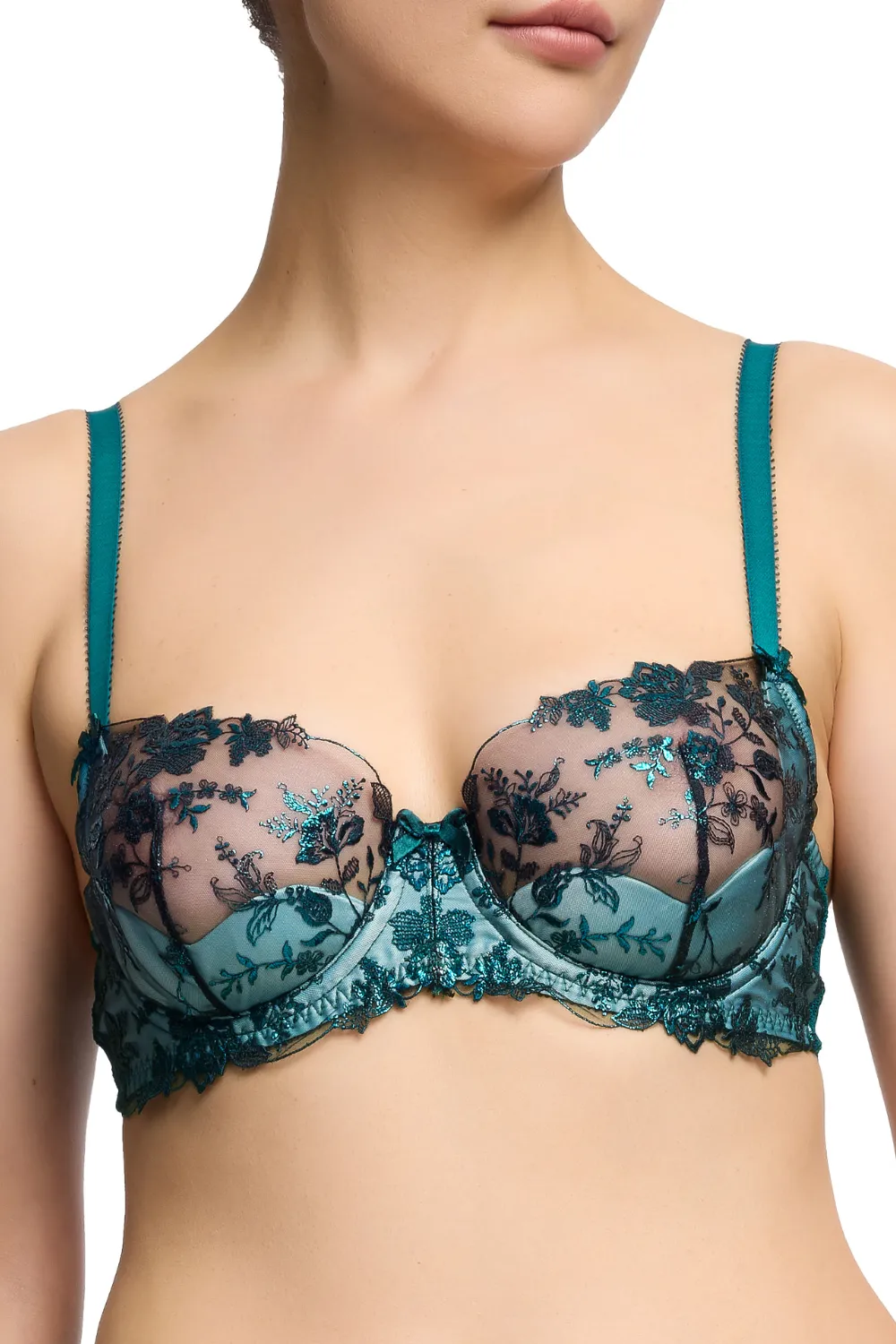 Victresse Foil Balconette Bra in Kingfisher Blue