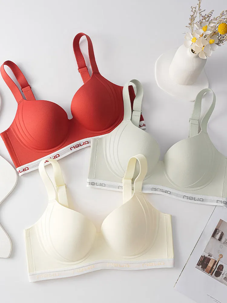 Wireless Seamless Push-Up Bra with Elastic Underband