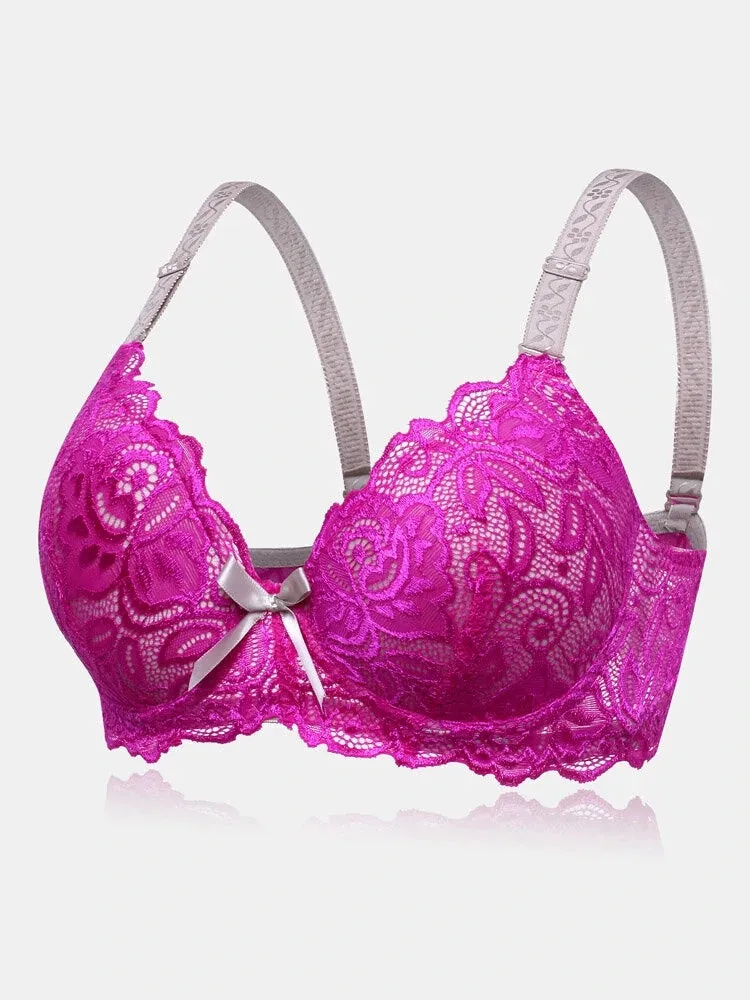 Women Lace Floral Bowknot Breathable Bras