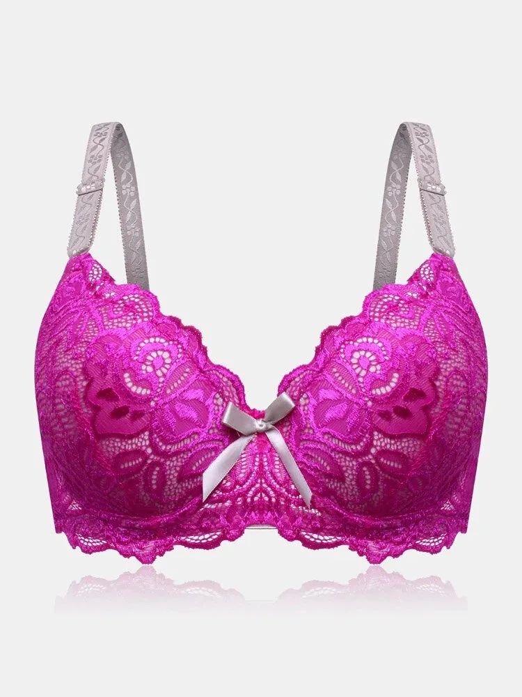 Women Lace Floral Bowknot Breathable Bras