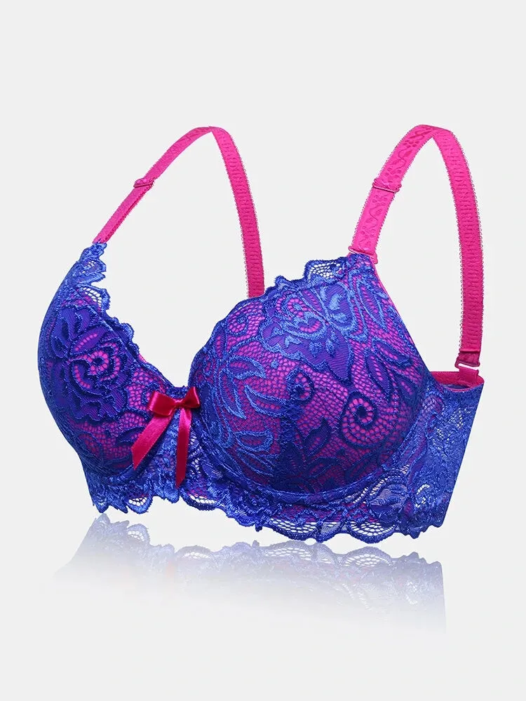 Women Lace Floral Bowknot Breathable Bras