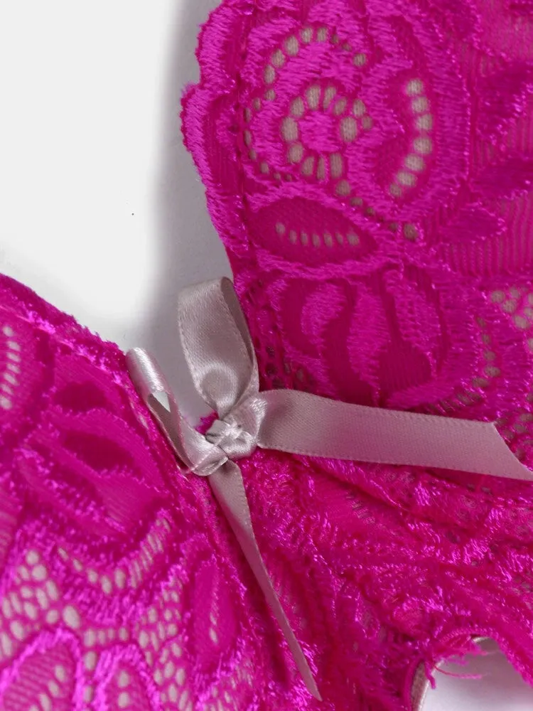 Women Lace Floral Bowknot Breathable Bras