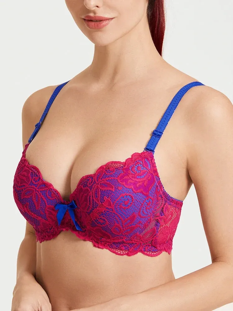 Women Lace Floral Bowknot Breathable Bras