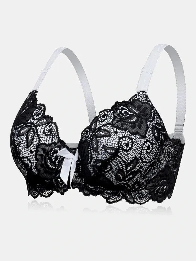 Women Lace Floral Bowknot Breathable Bras