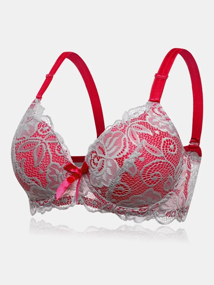 Women Lace Floral Bowknot Breathable Bras