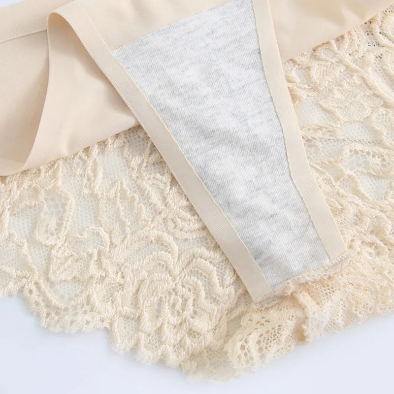 Women Sexy Lace Ice Silk Hip Cut Panties