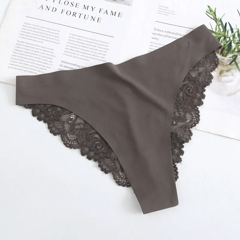 Women Sexy Lace Ice Silk Hip Cut Panties