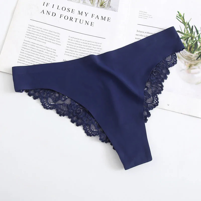 Women Sexy Lace Ice Silk Hip Cut Panties