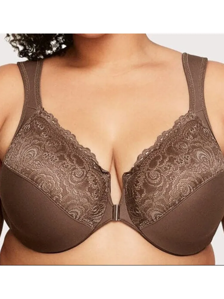 Women's Lace Front Closure Underwire Bra