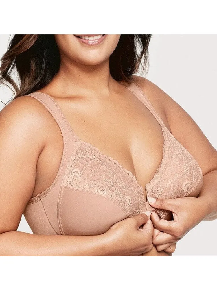 Women's Lace Front Closure Underwire Bra