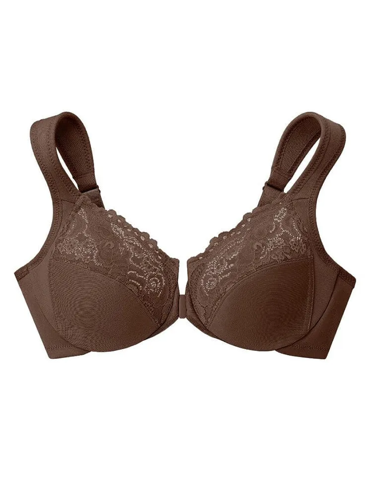 Women's Lace Front Closure Underwire Bra