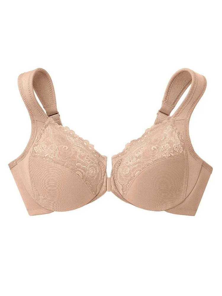 Women's Lace Front Closure Underwire Bra