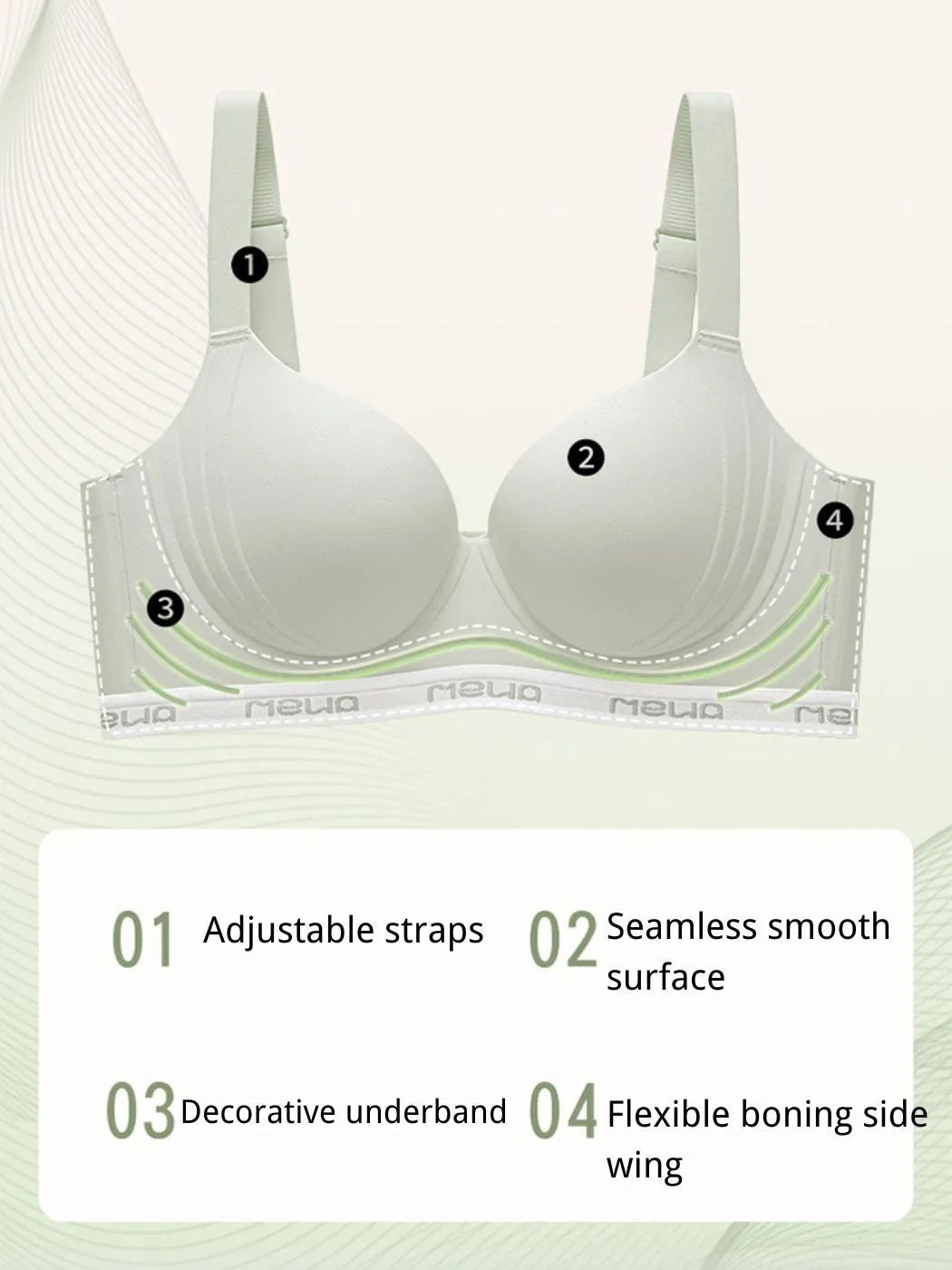 Women's Plus Size Push-Up Bra with Flexible Underwire– Stabilizing Cups