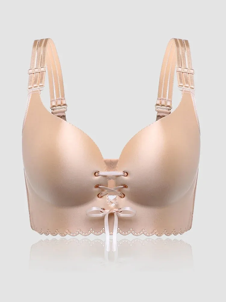 Women's Sexy Push Up Drawstring Plus Size Wireless Bra