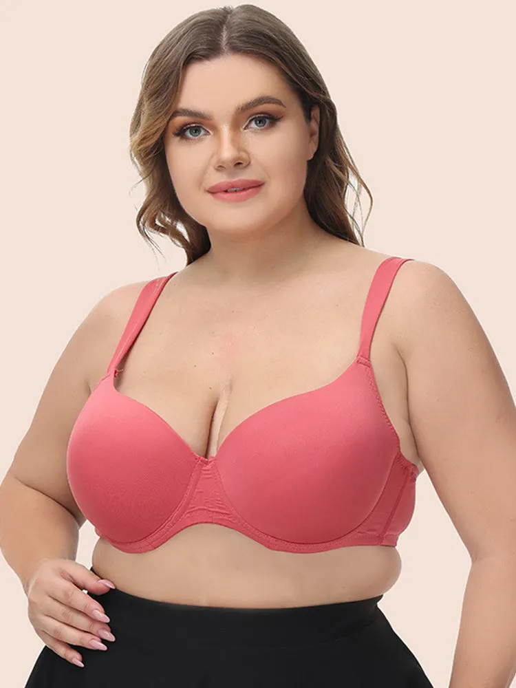 Women's Solid Color Full Cup Underwire Push Up Bra